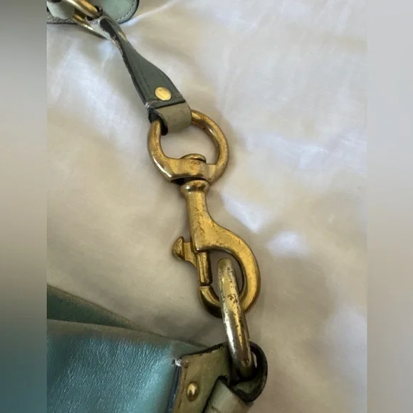 Coach Vintage Carly Hobo Bag Mint Light Blue Teal Leather Bag - Picture 8 of 14